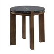 ACME Estella End Table in Black Natural Marble Top & Walnut