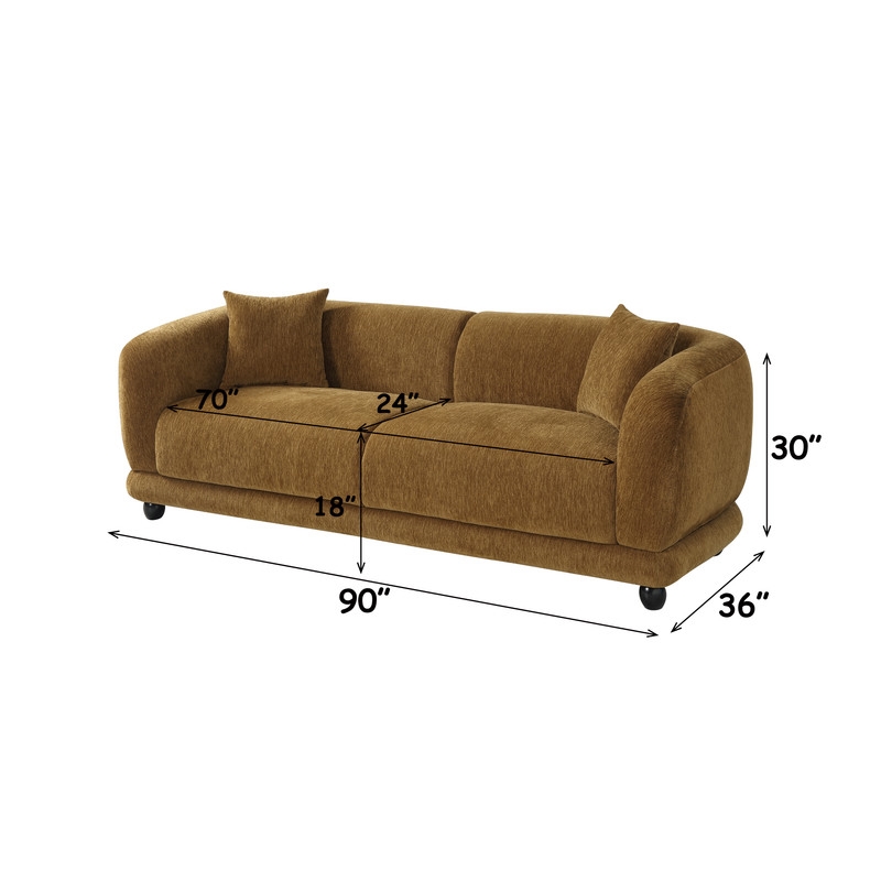 ACME Lennox Sofa w/2 Pillows in Brown Chenille