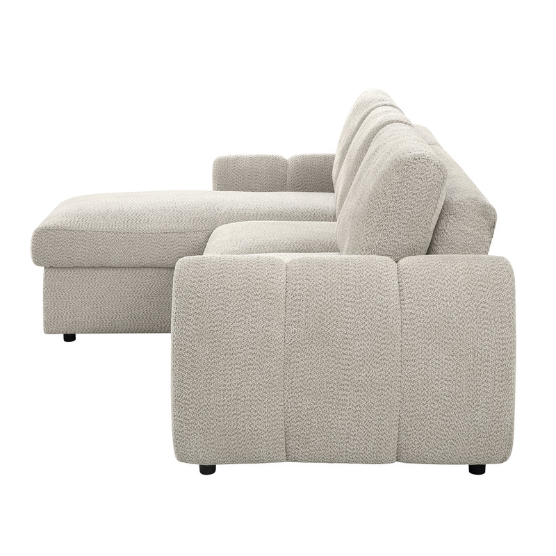 ACME Nuriel Reversible Sectional Sofa w/Sleeper in Beige Boucle
