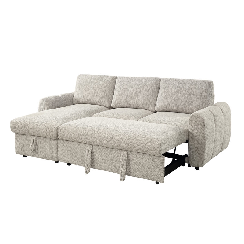 ACME Nuriel Reversible Sectional Sofa w/Sleeper in Beige Boucle