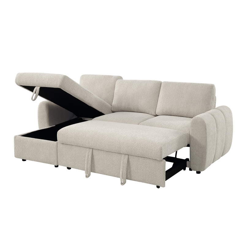 ACME Nuriel Reversible Sectional Sofa w/Sleeper in Beige Boucle
