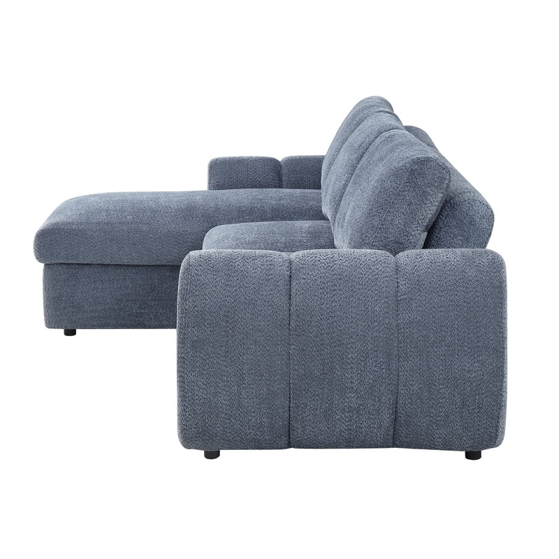 ACME Nuriel Reversible Sectional Sofa w/Sleeper in Blue Boucle