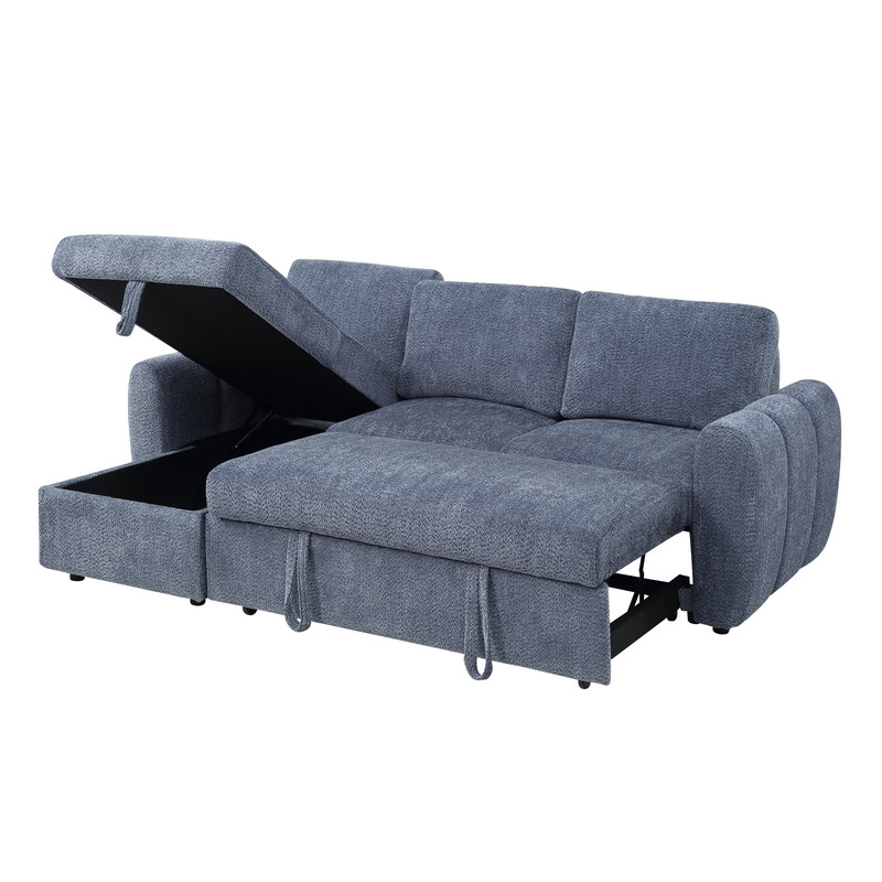 ACME Nuriel Reversible Sectional Sofa w/Sleeper in Blue Boucle
