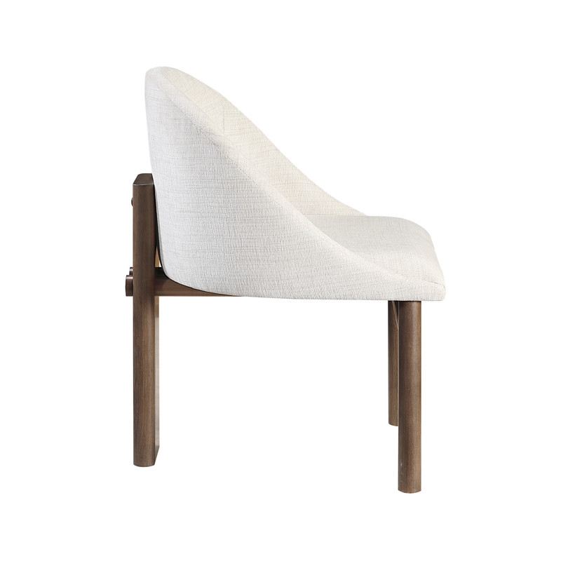 ACME Ouida Side Chair (Set-2) in Beige Linen & Brown