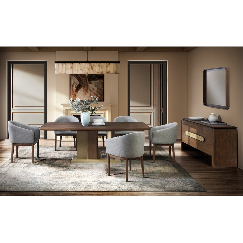 ACME Ouida Dining Table in Brown & Gold