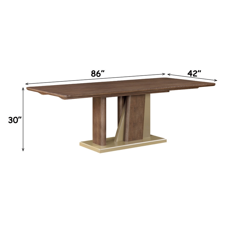 ACME Ouida Dining Table in Brown & Gold