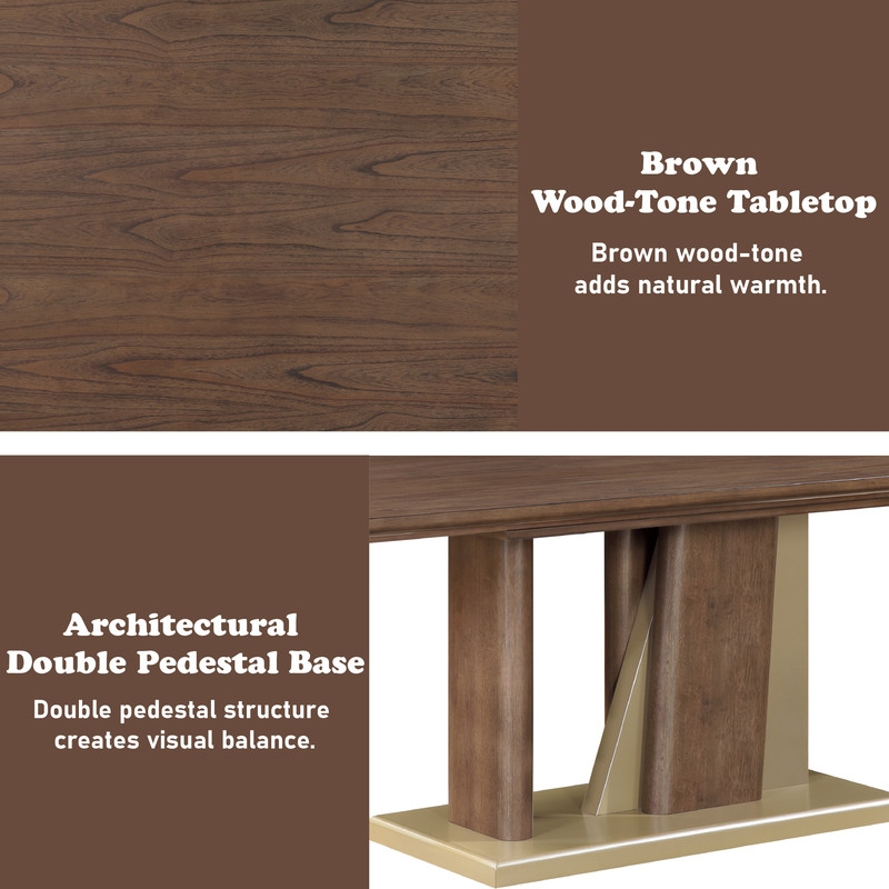 ACME Ouida Dining Table in Brown & Gold