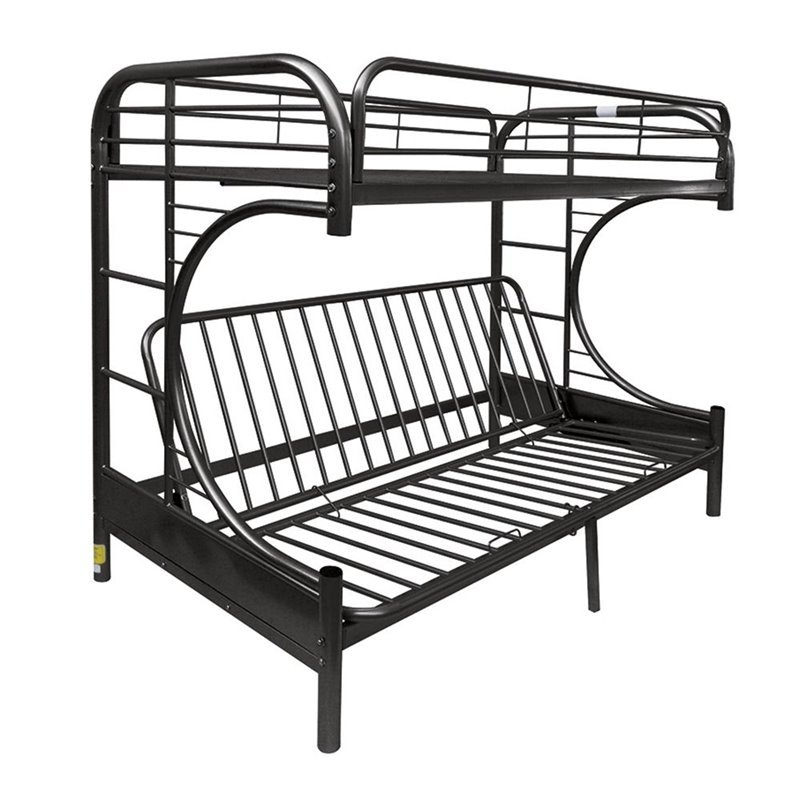 ACME Furniture Eclipse Twin-Over-Full Futon Metal Bunk Bed in Black