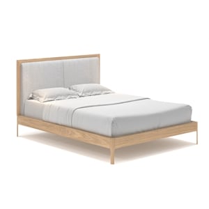 AEON Furniture Anushka Linen-Like Fabric Upholstered Full Bed in Light Oak