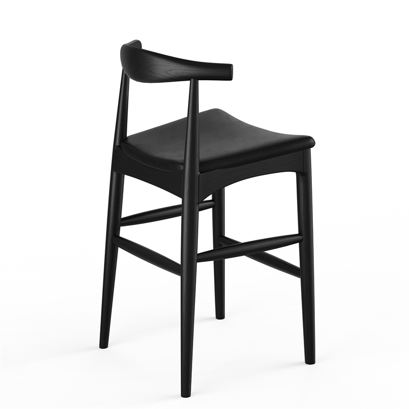 Aeon Furniture Troy Vegan Leather Bar Height Stool in Black