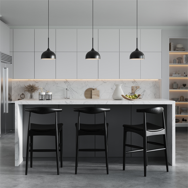Aeon Furniture Troy Vegan Leather Bar Height Stool in Black