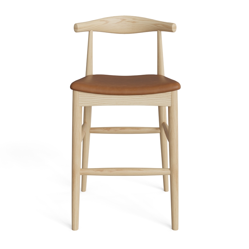 Aeon Furniture Troy Vegan Leather Bar Height Stool in Natural