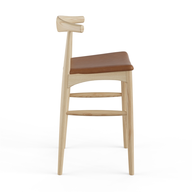 Aeon Furniture Troy Vegan Leather Bar Height Stool in Natural