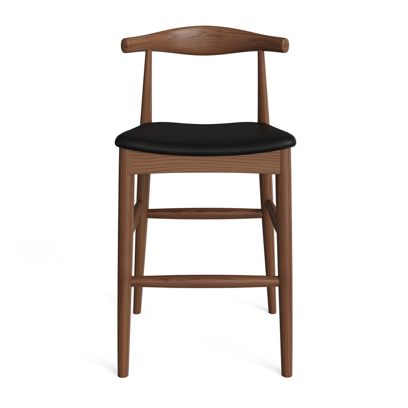 Aeon Furniture Troy Vegan Leather Bar Height Stool in Walnut