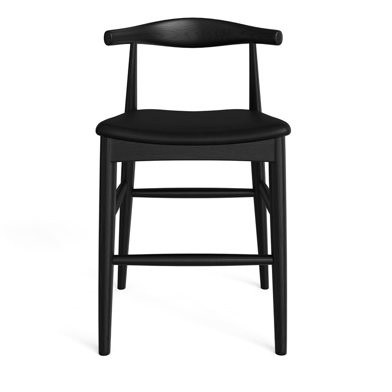 Aeon Furniture Troy Vegan Leather Counter Height Stool in Black