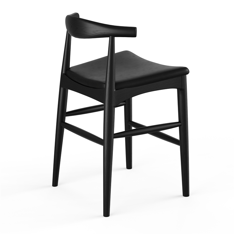 Aeon Furniture Troy Vegan Leather Counter Height Stool in Black