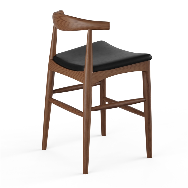 Aeon Furniture Troy Vegan Leather Counter Height Stool in Walnut