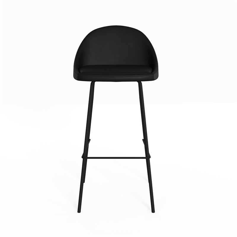 Marco Vegan Leather Bar Height Stools in Black (Set of 2)