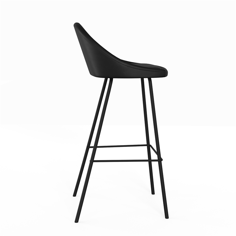 Marco Vegan Leather Bar Height Stools in Black (Set of 2)