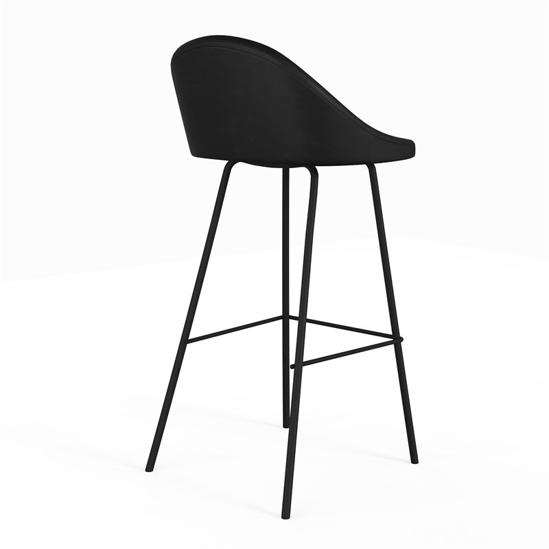 Marco Vegan Leather Bar Height Stools in Black (Set of 2)
