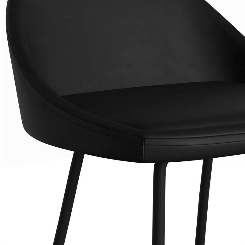 Marco Vegan Leather Bar Height Stools in Black (Set of 2)