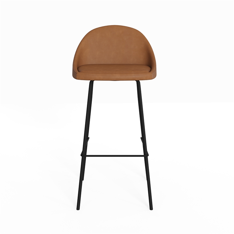 Marco Vegan Leather Bar Height Stools in Brown (Set of 2)