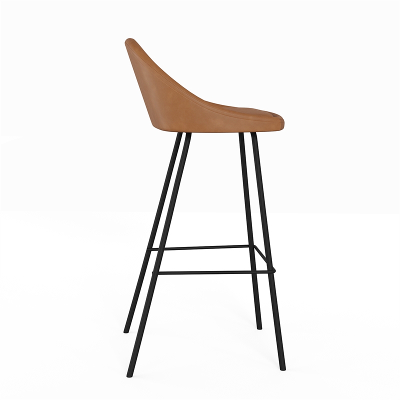 Marco Vegan Leather Bar Height Stools in Brown (Set of 2)