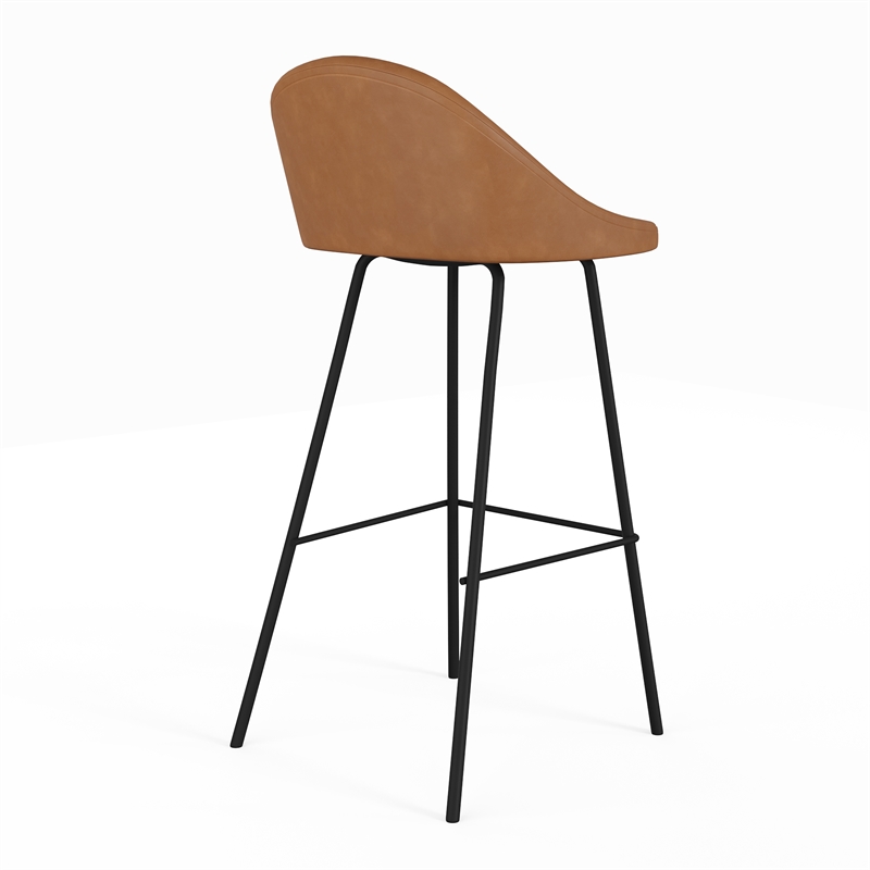 Marco Vegan Leather Bar Height Stools in Brown (Set of 2)