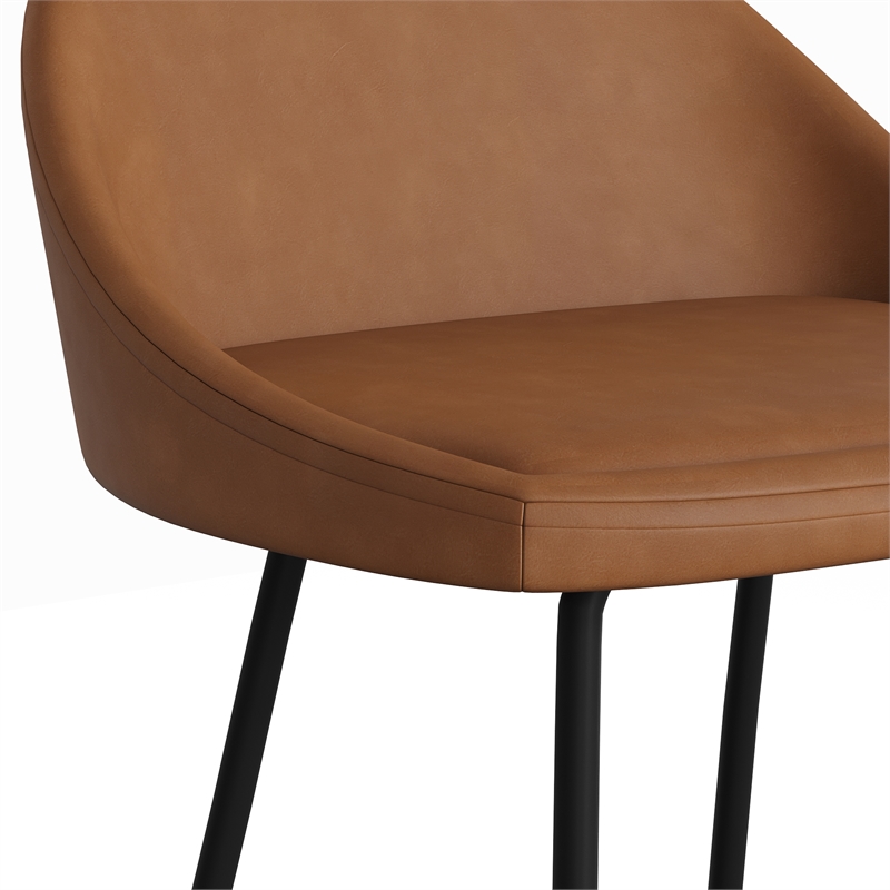 Marco Vegan Leather Bar Height Stools in Brown (Set of 2)