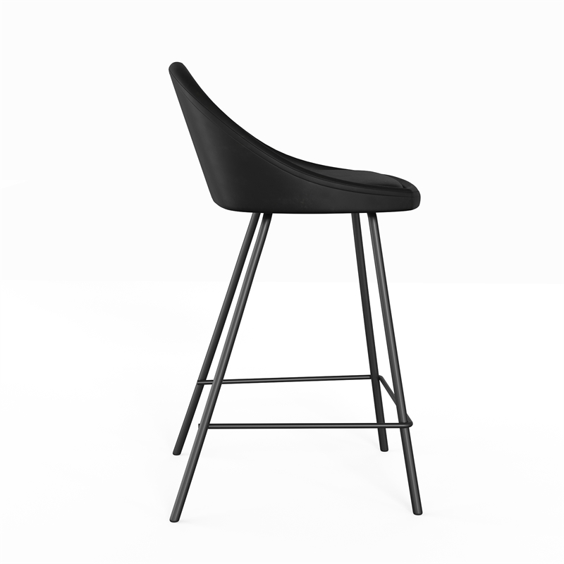 Marco Boucle Counter Height Stools in Black (Set of 2)