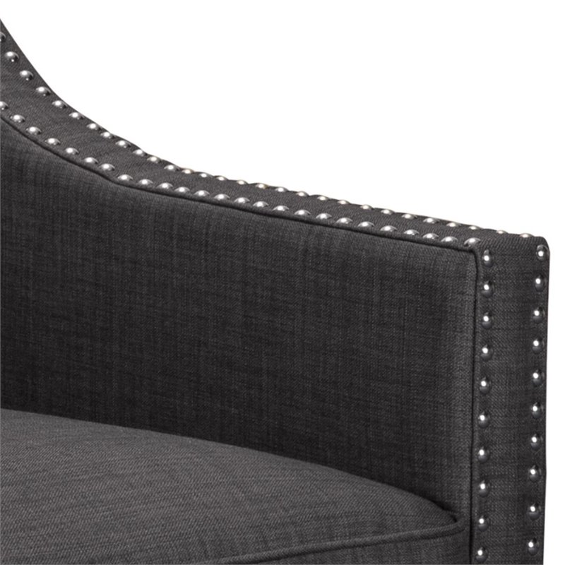 Picket House Furnishings Emery Chair WIth Ottoman in Charcoal Gray