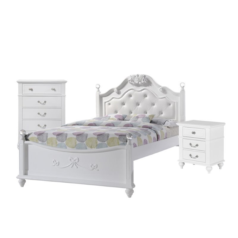 Picket House Furnishings Annie 3 Piece Full Bedroom Set in White