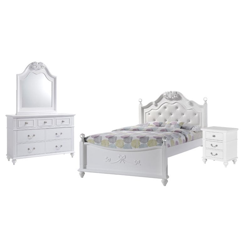 Picket House Furnishings Annie 4 Piece Full Bedroom Set in White