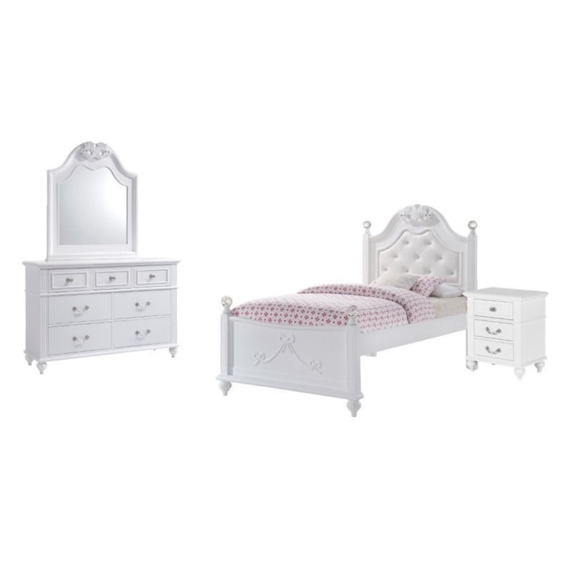 Picket House Furnishings Annie 4 Piece Twin Bedroom Set in White