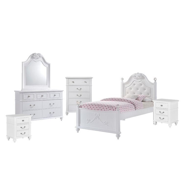 Picket House Furnishings Annie 6 Piece Twin Bedroom Set in White