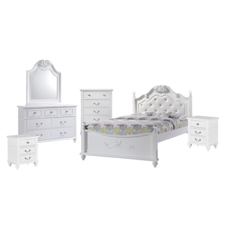 Picket House Furnishings Annie 6 Piece Full Bedroom Set in White