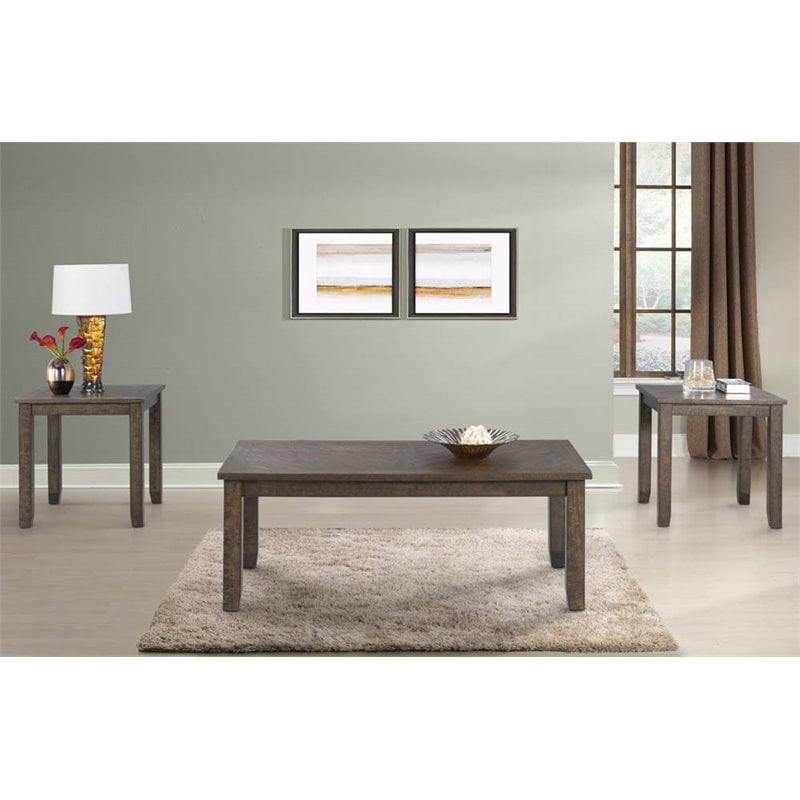 Picket House Furnishings Dex 3 Piece Coffee Table Set in Walnut