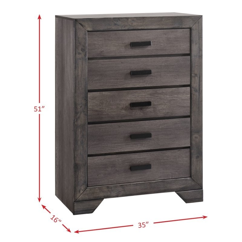 Picket House Furnishings Grayson 5 Drawer Chest in Gray Oak