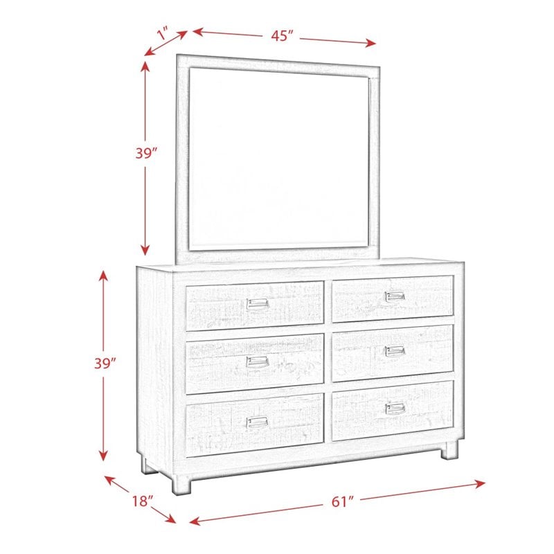 Picket House Furnishings Harrison 6-Drawer Wood Dresser and Mirror Set in Walnut