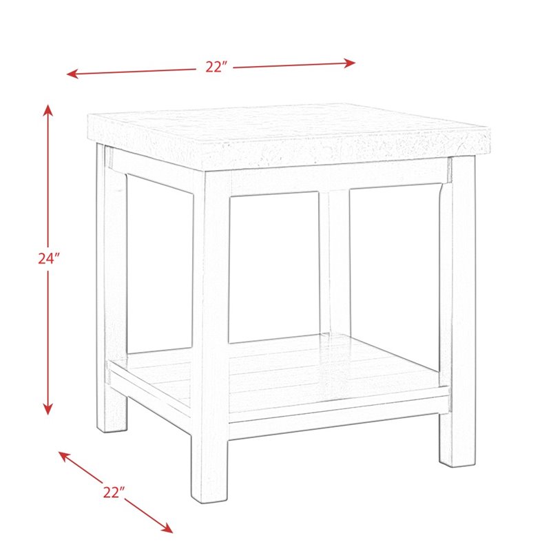 Picket House Furnishings Caleb Square Marble Top End Table in Espresso