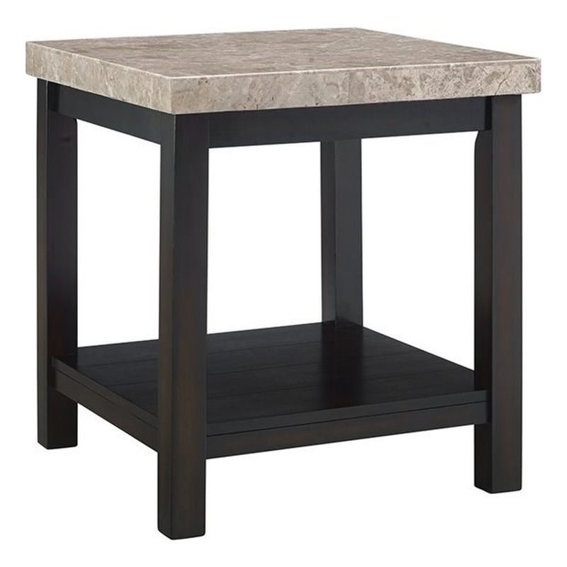Picket House Furnishings Caleb Square Marble Top End Table in Espresso