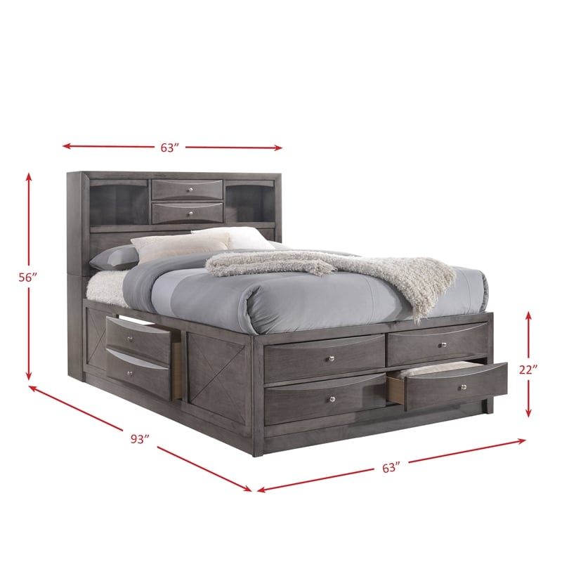 Picket House Furnishings Madison Queen Storage 4 Piece Bedroom Set in Gray