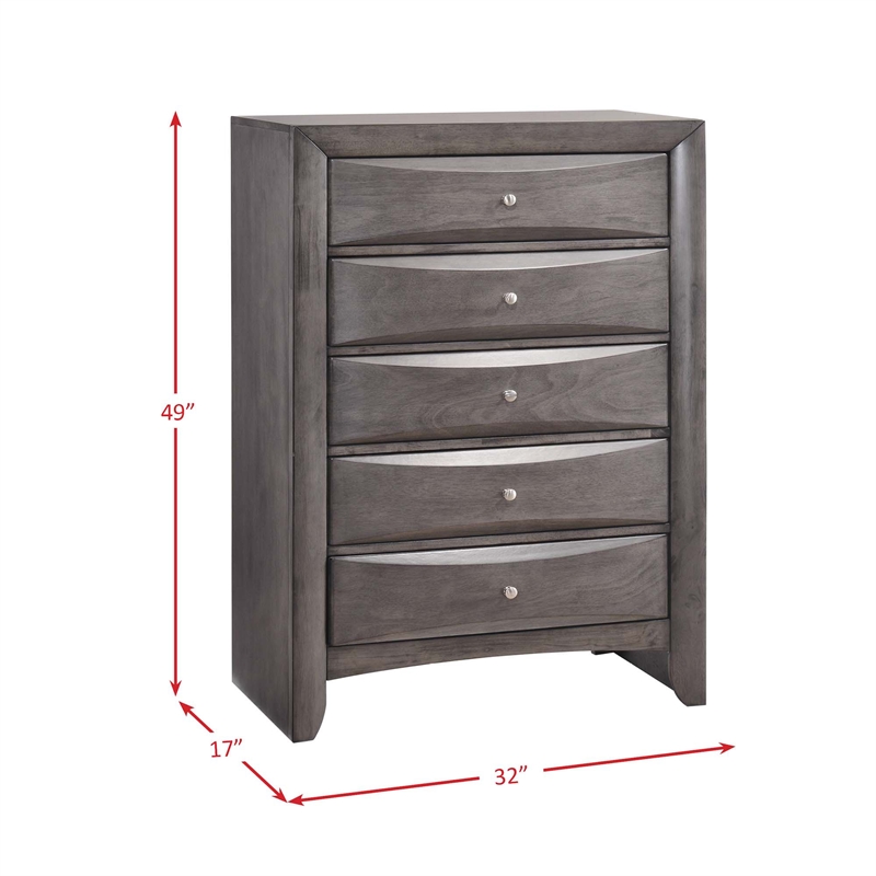 Picket House Furnishings Madison Queen Storage 5 Piece Bedroom Set in Gray