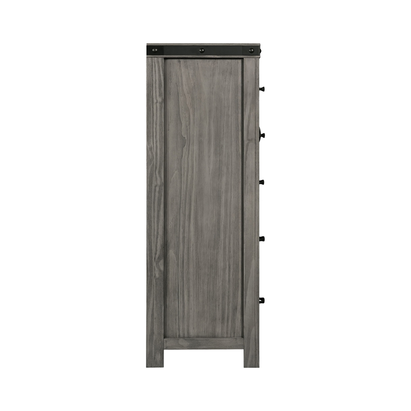 Picket House Furnishings Montauk Solid Wood 5-Drawer Gentleman's Chest in Gray