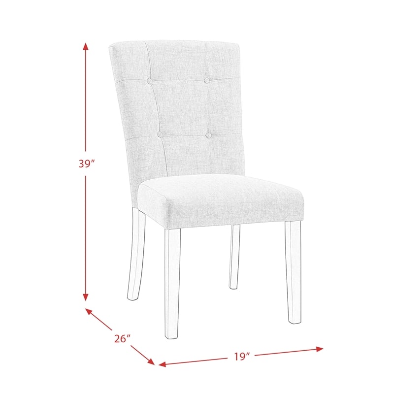 Picket House Furnishings Landon Tufted Fabric Upholstered Chair Set in Natural
