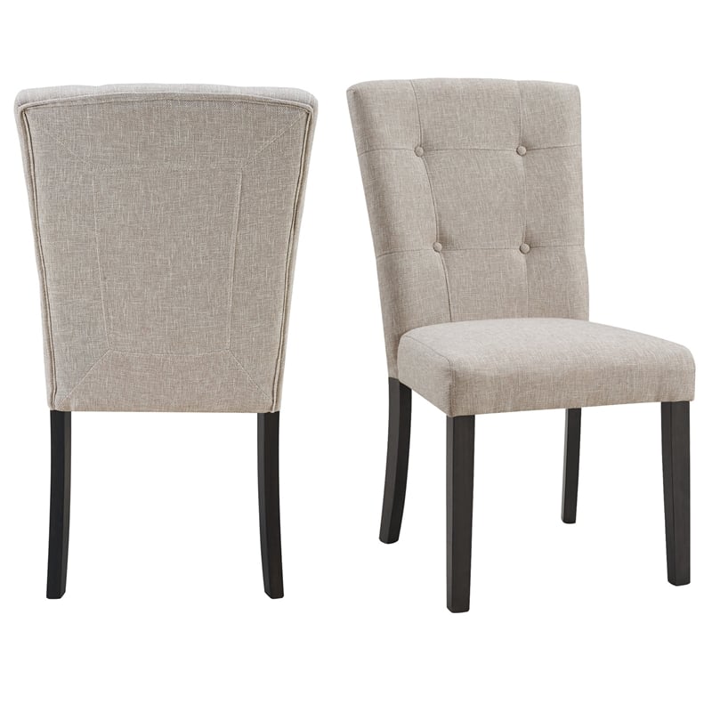 Picket House Furnishings Landon Tufted Fabric Upholstered Chair Set in Natural