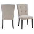 Picket House Furnishings Landon Tufted Fabric Upholstered Chair Set in Natural