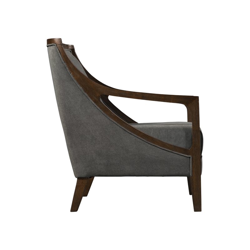 Picket House Furnishings Dayna Gray Accent Chair with Brown Frame