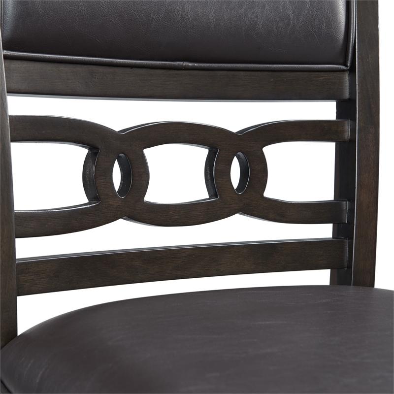 Picket House Furnshings Taylor Faux Leather Counter Side Chair Set in Walnut