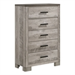 Picket House Furnishings Adam 5-Drawers Bedroom Chest in Gray/Dark Gray Top